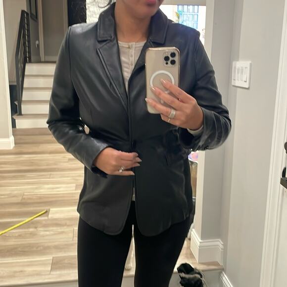 \id Collection 100% Leather Blazer Sz 2 - Picture 2 of 5